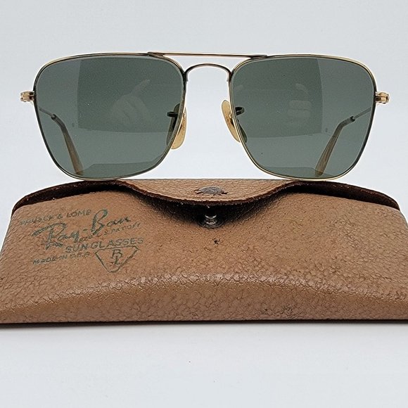 Ray-Ban B&L Caravan 1/10 12K GF Gold Frame Green G-15 Lens Aviator Sunglasses